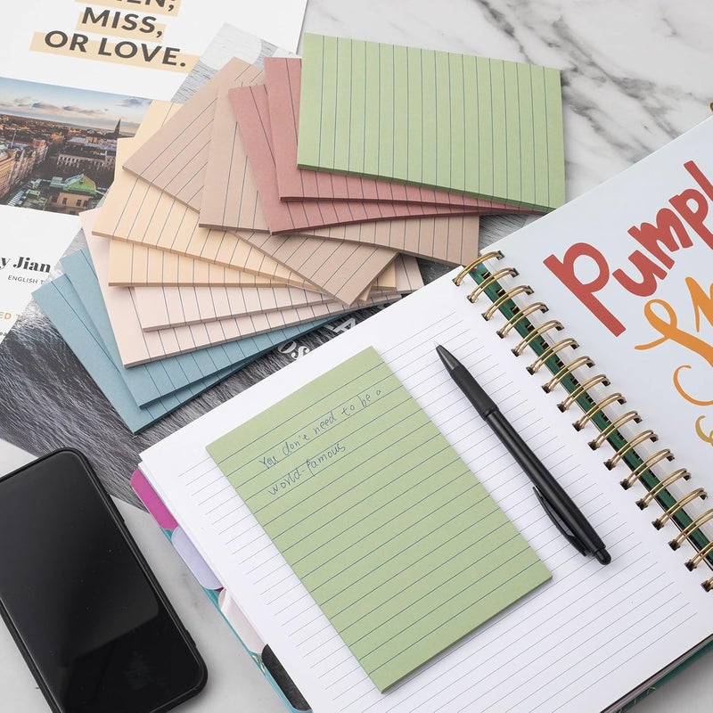 Kozerite (12 Pack) Lined Sticky Notes 4x6 in,Large Notepads with Lines,Ruled Stickies Super Sticking Power,Office School Memo Note Pads Vintage Colors,Post on Windows Doors,Recyclable,Easy to Write on - Image 5